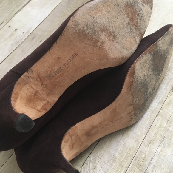 MANOLO BLAHNIK Brown Suede Stiletto Ankle Booties - Picture 6 of 8